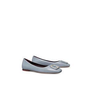 NWT TORY BURCH Womens Gray Georgia Square Toe Slip On Leather Ballet Flats 8.5